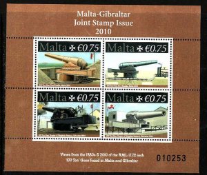 Malta-Sc#1400- id12-unused NH sheet-Guns-2010-