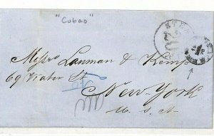 Caribbean Maritime Spanish Colonies *STEAMSHIP 20* Letter N.York USA 1860s BF68