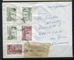 ARGENTINA;  1950s early Registered LETTER/COVER fine used to Germany