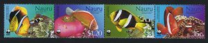 Nauru WWF Anemones Anemonefish Fish Strip of 4v 2003 MNH SC#514-517