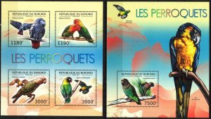 Burundi 2012 Birds Parrots Sheet + S/S MNH