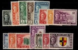 SARAWAK GVI SG171-185, complete set, LH MINT. Cat £120.