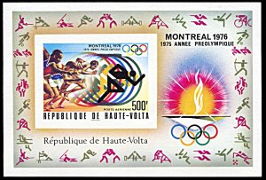 Upper Volta C230, MNH imperf., Pre-Olympic Year for Montreal souvenir sheet