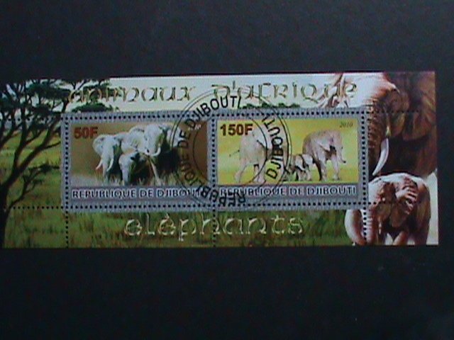 ​DJIBOUTI-2010- COLORFUL BEAUTIFUL LOVELY ELEPHANTS CTO S/S -VERY FINE