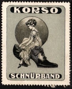 Vintage Germany Poster Stamp Corso Shoe Laces Unused