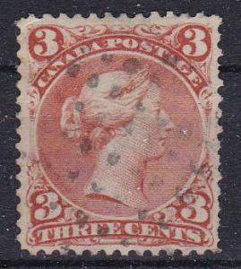 Canada   25 Used 1868 3c red Victoria CV $35.00