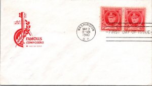 FDC 1940 SC #880 - Farnam Cachet - Washington DC - Pair - F62997