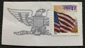 US #4246 Used PNC Single #V1111 On Paper Flag at Dawn SCV $2.00