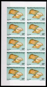 Congo 1983 Sc#675A/677 SEASHELLS Set (3) IMPERFORATED IN BLOCK OF 10 MNH