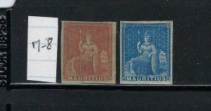 MAURITIUS SCOTT #7-8 1849-58 (NEVER PLACED IN USE) #7 NO GUM.