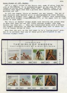 1972 The girls of Sweden Poster Stamp Strip of 4 Regular & Olympic Overprint ISO