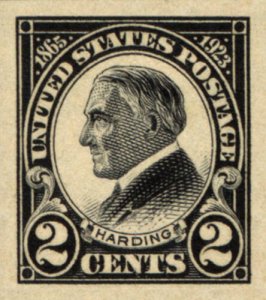 1923 2c Warren G. Harding, Black, Imperforate Scott 611 Mint F/VF NH