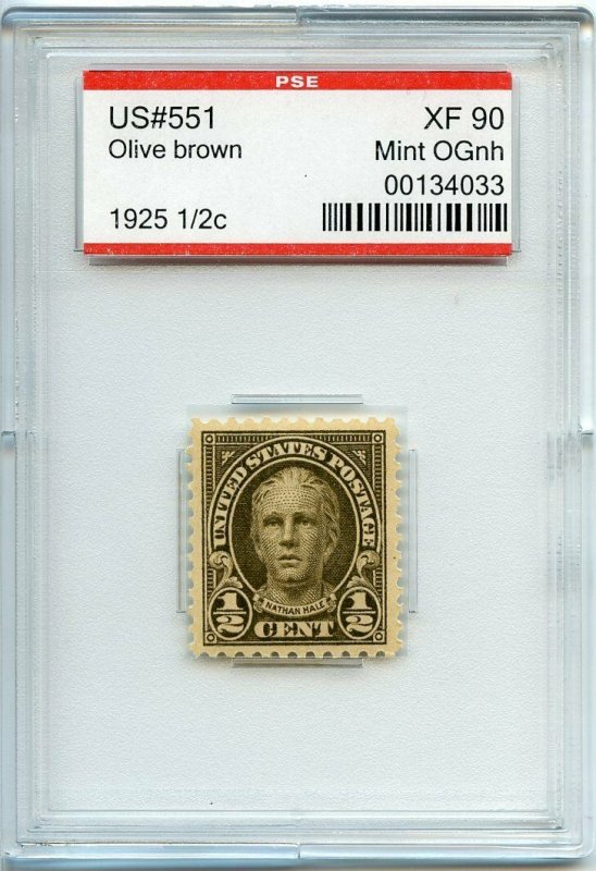 US SCOTT #551 MINT-XF-OG-NH GRADED 90 W/ PSE ENCAPSULATED CERT (4/2/21 GP)