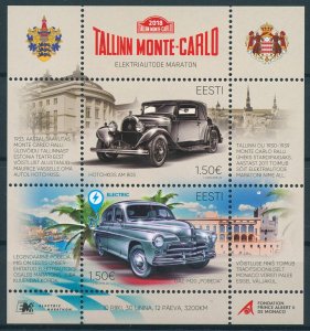 Estonia Cars Stamps 2018 MNH Electric Marathon Tallinn Monte-Carlo 2v M/S