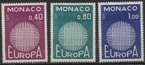 Monaco 768-770 (mh set of 3) Europa: interwoven threads (1970)