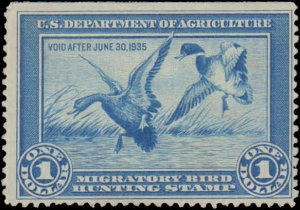 United States #RW1, Complete Set, 1934, Birds, Mint No Gum