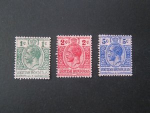 British Honduras 1915 Sc 85-87 set MH