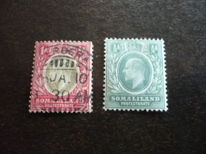 Stamps - Somaliland - Scott# 27-28 - Mint Hinged & Used Part Set of 2 Stamps