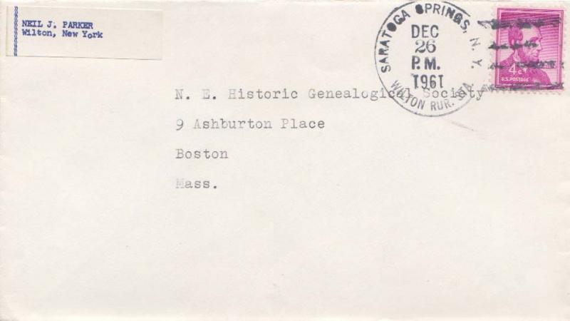 United States York Wilton Rur. Sta. Saratoga Springs 1961 4-bar.