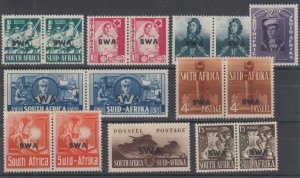 South West Africa Sc 135-143 MLH. 1941-43 SWA ovpts on Stamps of South Africa