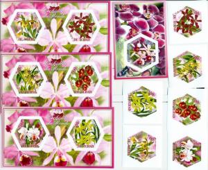 TCHAD CHAD 10 SHEETS COLLECTION IMPERF ORCHIDS FLOWERS