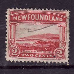 Newfoundland-Sc#132-used 2c carmine South West Arm-1923-id#16-