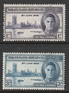 Falkland Islands Deps Scott 1L9/1L10 - SG G17/G18, 1946 Victory Set MH*