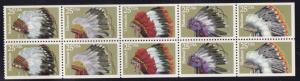 US 2501-2505, MNH Booklet Pane of 10 - Indian Headdresses