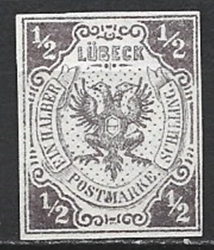 COLLECTION LOT 19877 GERMANY LUBECK #1 UNG OFFICIAL REPRINT OF 1872 CV+$240