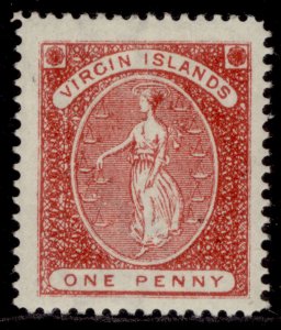 BRITISH VIRGIN ISLANDS QV SG33, 1d rose-red, LH MINT.