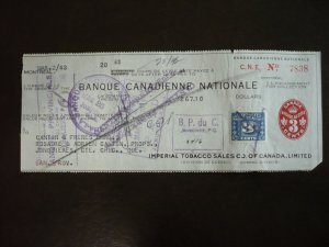 Postal History - Canada - Van Dam #FX64, FCH5a - Used Embossed stamp on a Cheque