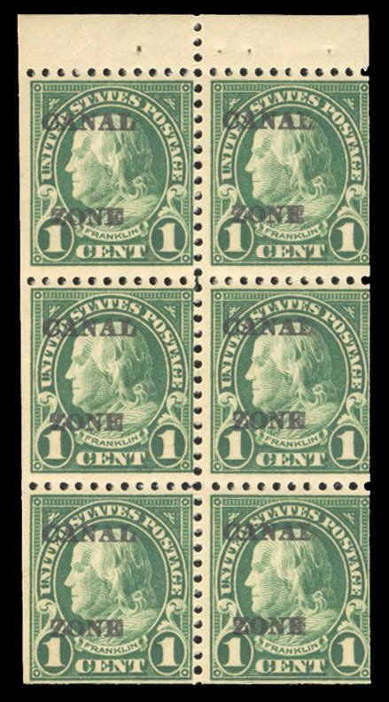 United States Possessions, Canal Zone #71e Cat$80, 1924 1c deep green, bookle...