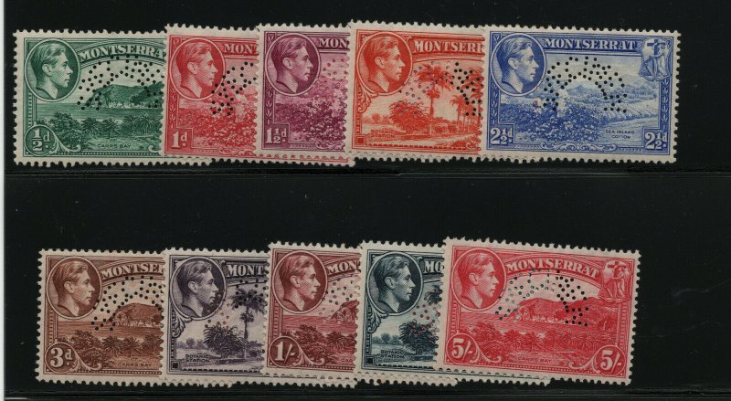 Montserrat SG #101s - #110s Very Fine Never Hinged With Curved Perforated Specim