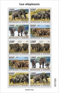 BURUNDI - 2022 - Elephants - Perf 10v Sheet - Mint Never Hinged