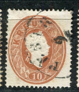 AUSTRIA; 1860-1 classic F. Joseph issue fine used Shade of 10k. value,