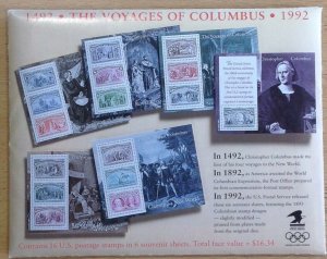 USA 1992 COLUMBIAN MINISHEETS (6) SGMS2660a/f IN ORIGINAL ENVELOPE WITH BROCHURE