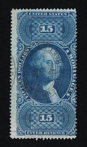 EXCELLENT GENUINE SCOTT R97c FINE 1862-71 BLUE 1ST ISSUE REVENUE MORTGAGE