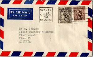 Australia 6d Kookaburra Bird and 1/6 Mercury and Globe 1954 Sydney, N.S.W. Au...