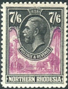 NORTHERN RHODESIA-1925-9 7/6 Rose Purple & Black.  A mounted mint example Sg 15