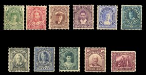 Newfoundland #104-114 Cat$368.25, 1911 Royal Family, complete set, hinged, so...