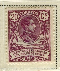 SPAIN COLONIES; GUINEA 1909 early Alfonso issue Mint hinged on 20c. value