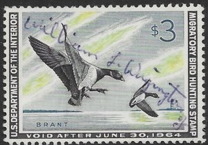 US  RW  1963  $ 3.00  federal duck stamp  FVF  Used