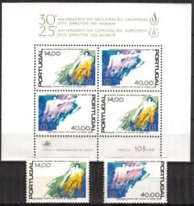 Portugal 1978 European Convention for Protection of Human Rights set 2 + S/S MNH