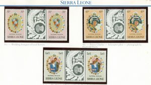 SIERRA LEONE 509,511,514 MNH ROYAL WEDDING GUTTER PAIRS SCV $4.30 BIN $2.25