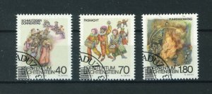 Liechtenstein 1983 Shrovetide and Lent Customs set of stamps. Used. Sg 813-815