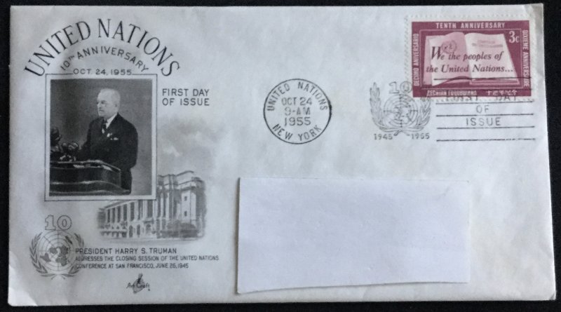 UN #35 Artcraft FDC Addressed Unopened/Enclosure? Charter SCV $3.00 L20