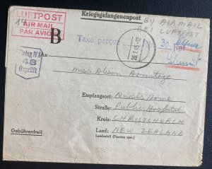 1945 Germany Stalag 4A Prisoner of War POW Sheet Cover to New Zealand Capt Burns