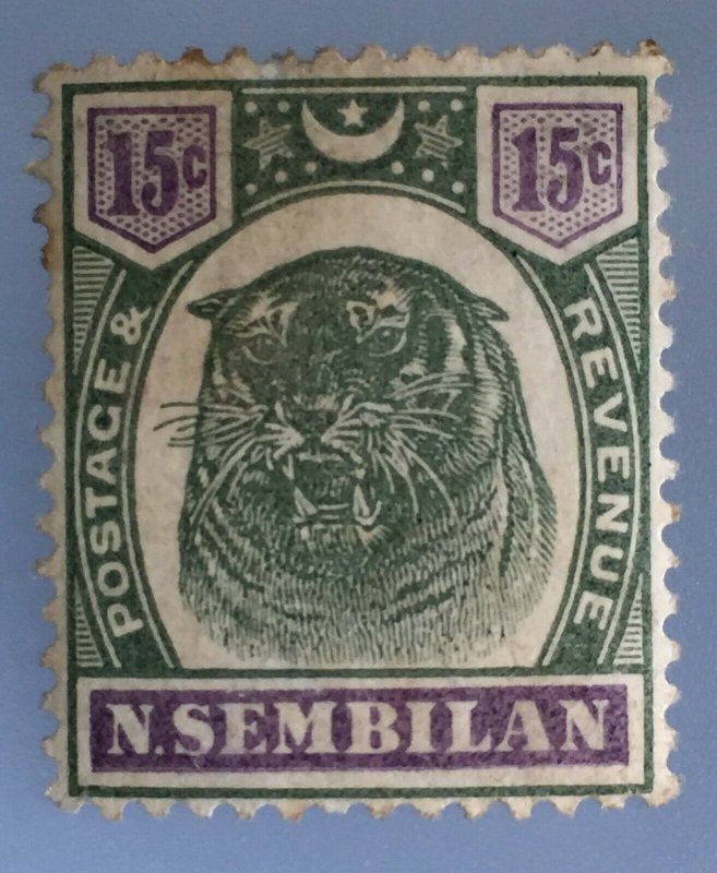 MALAYA 1896 N SEMBILAN Tiger 15c MH SG#11 M3412 