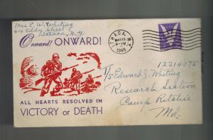 1945 USA Patriotic Cover Ithaca NY Camp Ritchie MD Onward to Victory or Death