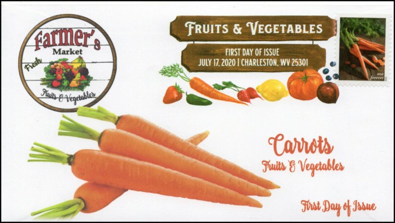 20-160, 2020, SC 5486, Fruits & Vegetables, FDC, Digital Color Postmark,